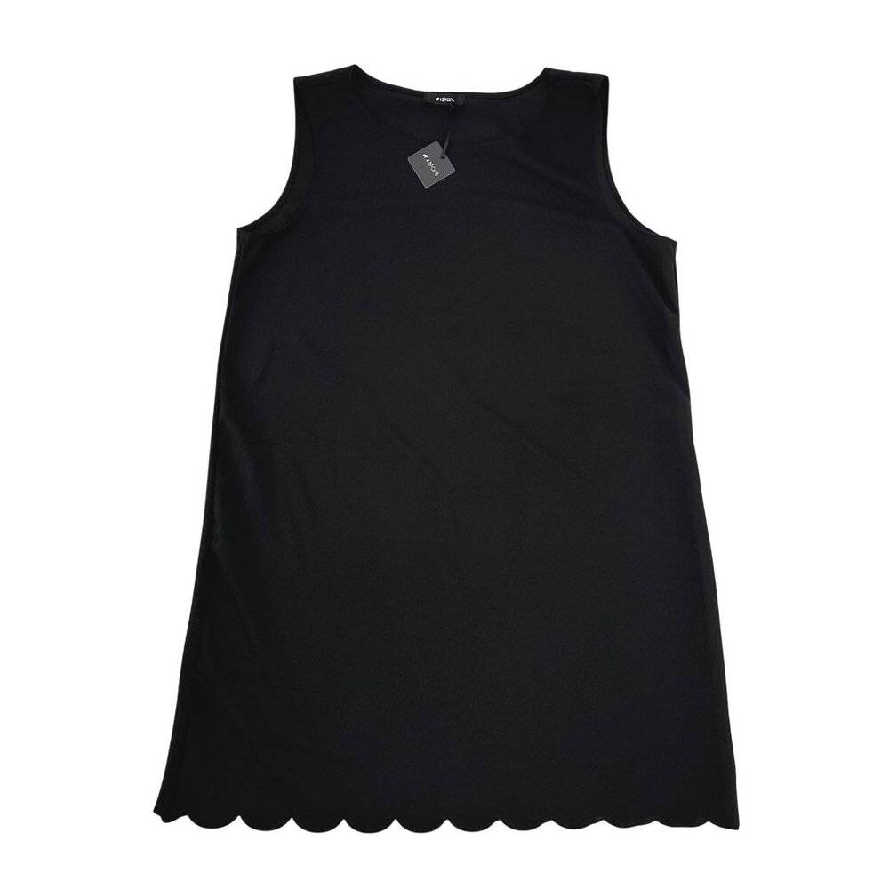 42 POPS Womens Black Scalloped Hem Pullover Sleeveless Knit Shift Dress Size 3X - Picture 1 of 9